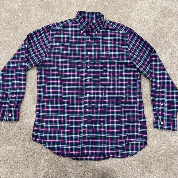 Vineyard Vines‎ Men's Button Down Shirt Green and Purple Plaid Whale Shirt Large - Picture 1 of 10